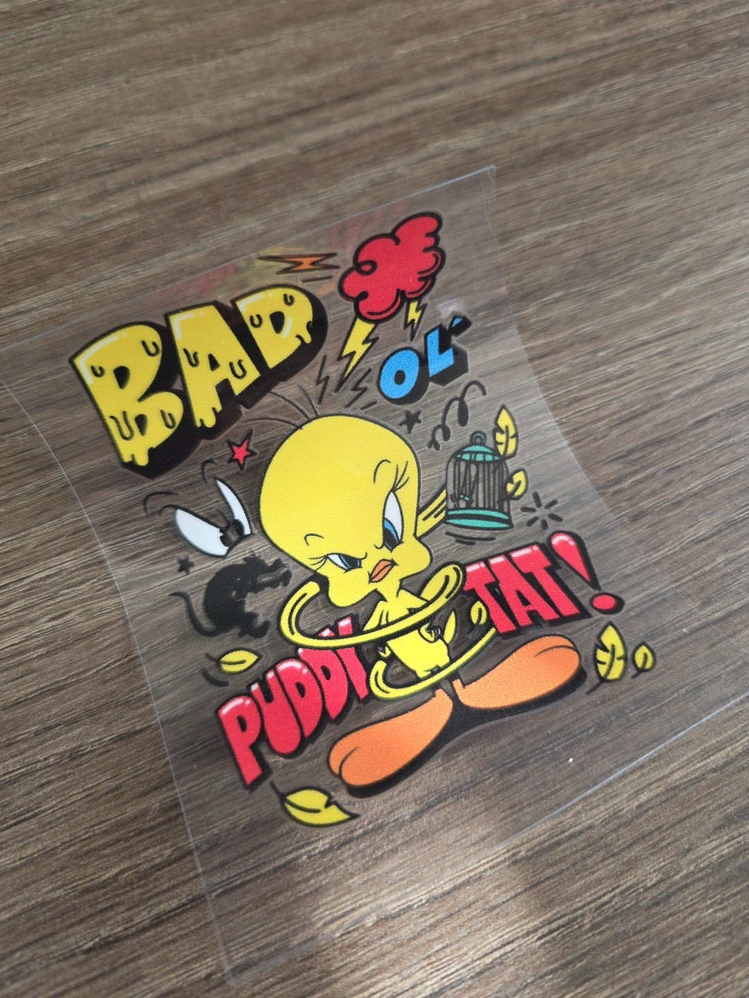 Funny Retro Looney Tune UV DTF Raised Decal Sticker Tweety Waterproof Laptop