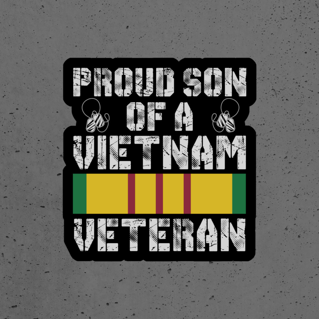 Vietnam Veteran sticker vinyl decal proud son of a.. military yellow red green