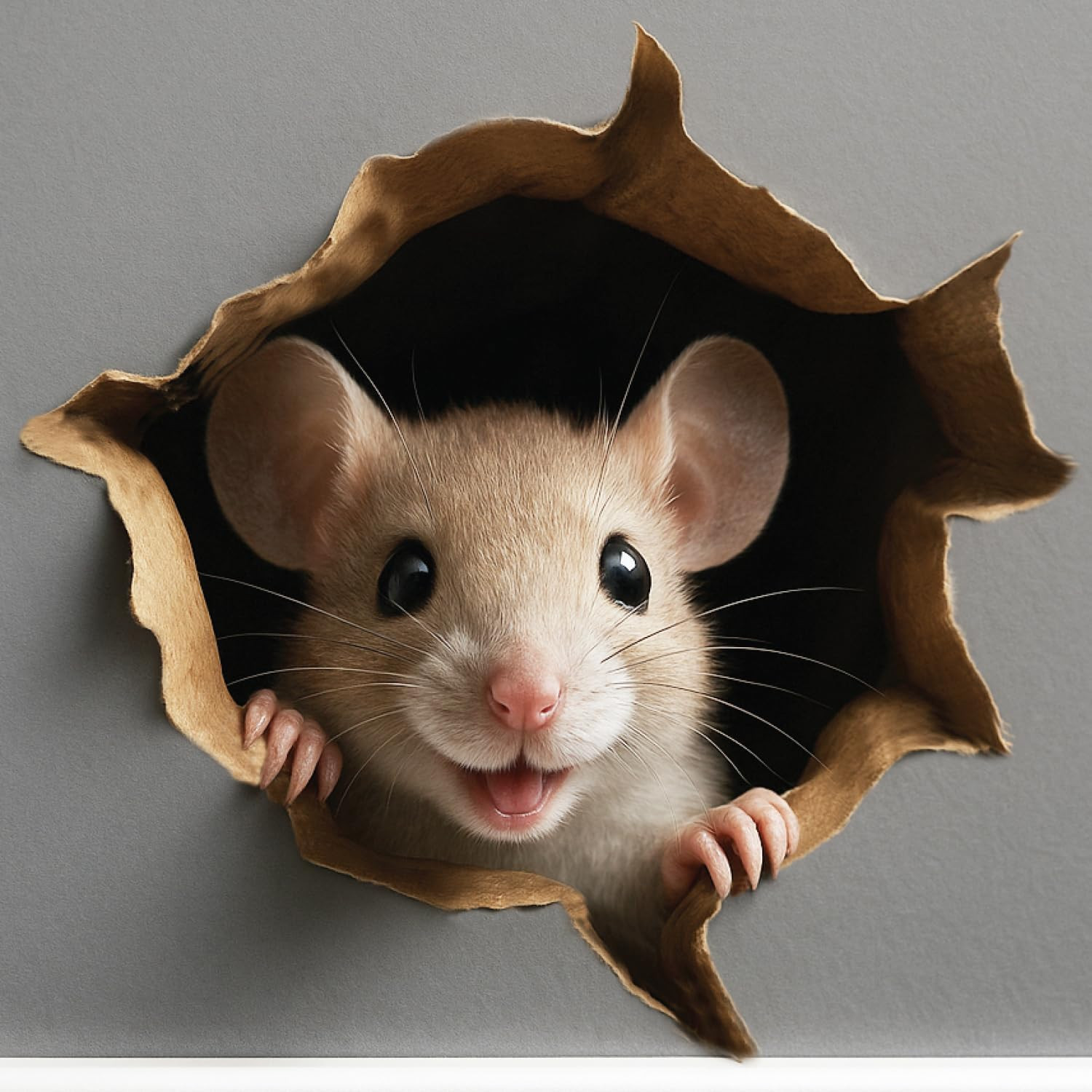 2 Pack Peek a Boo Mouse Hole Wall Sticker 3D Removable Funny Prank Decal 5.1in