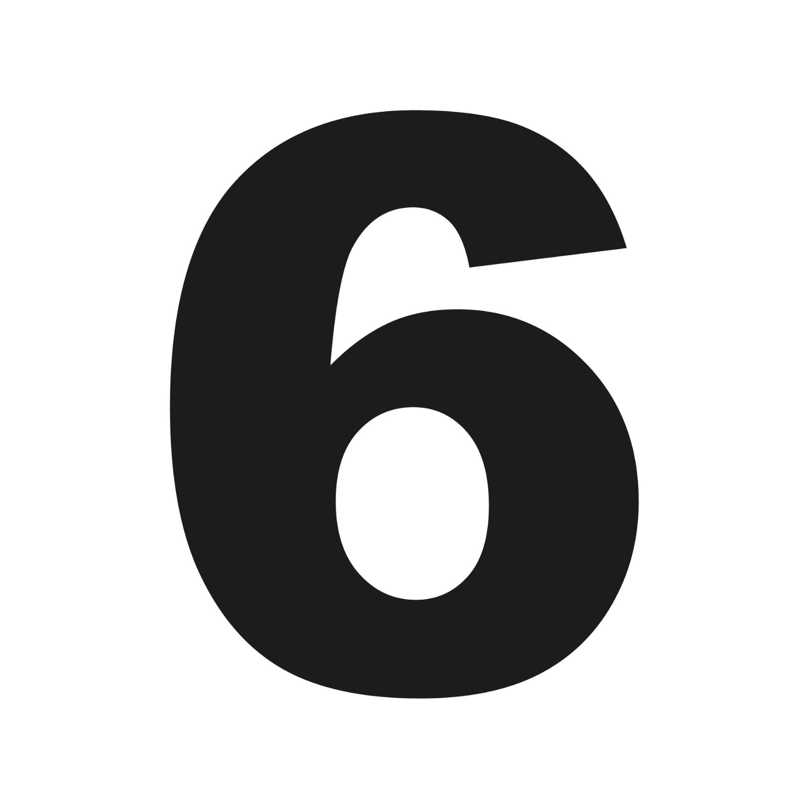 Number Six Arial Black font Vinyl decal 6 bold font Sticker