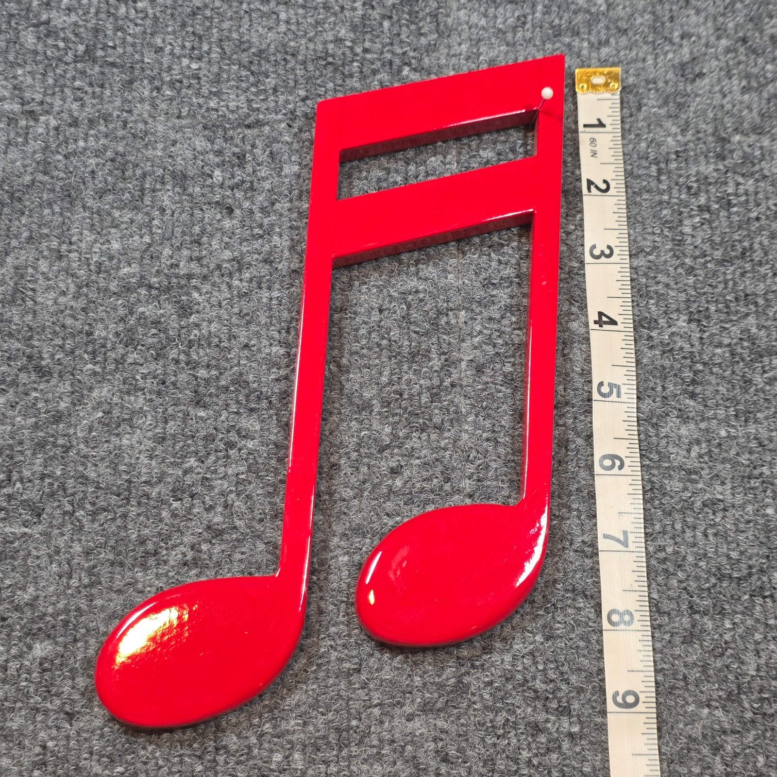 Red Musical Sixteenth Note Wall Decor Glossy Double Note Studio Art 9"x6"
