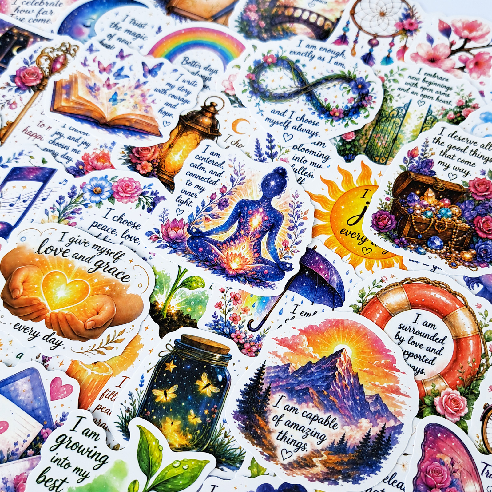 50 PCS Positive Affirmation Sticker Pack Inspirational Quotes Self Love Wellness