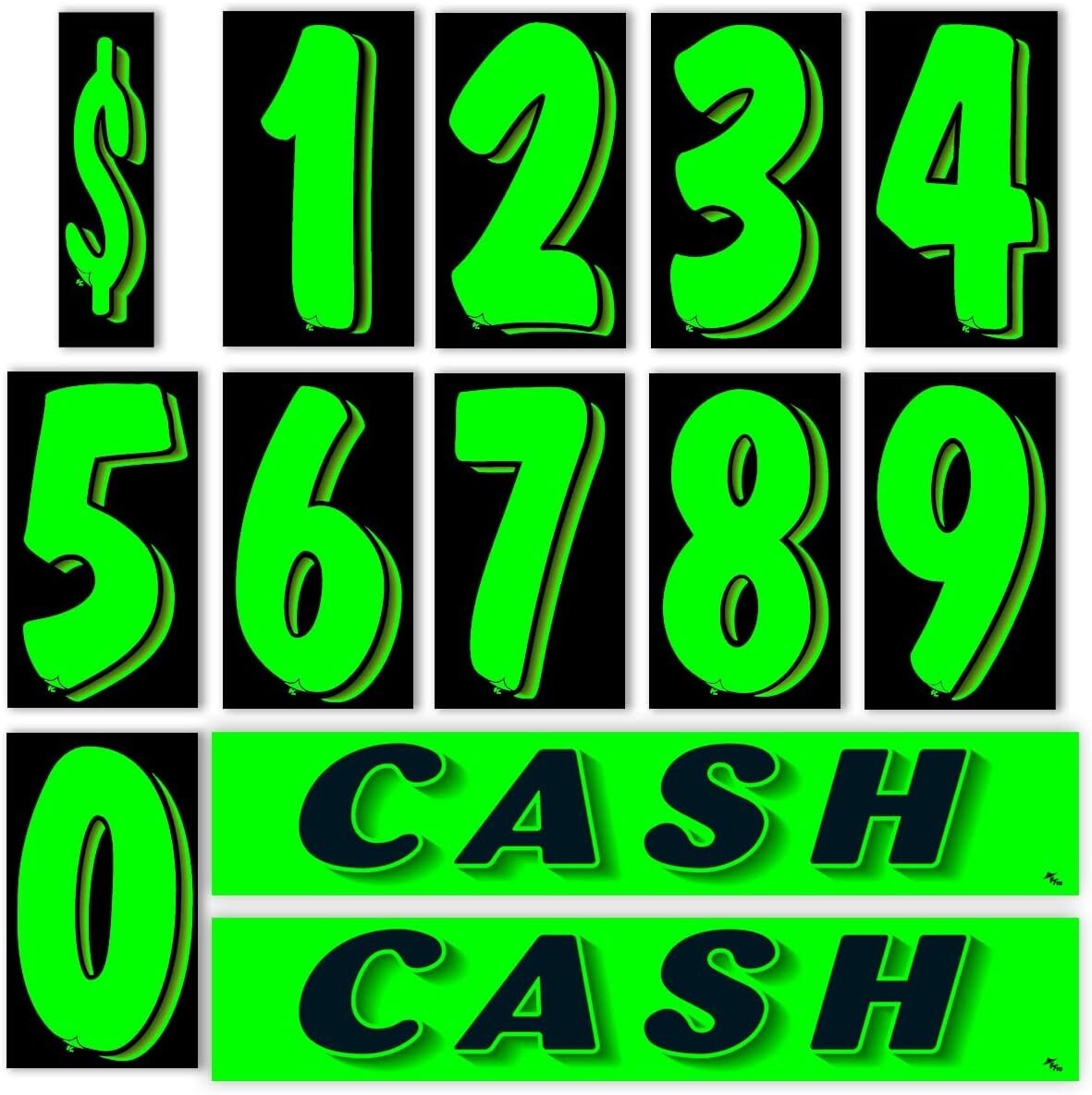 Vinyl Number and Cash Slogans Decals Car Lot Windshield Pricing Stickers