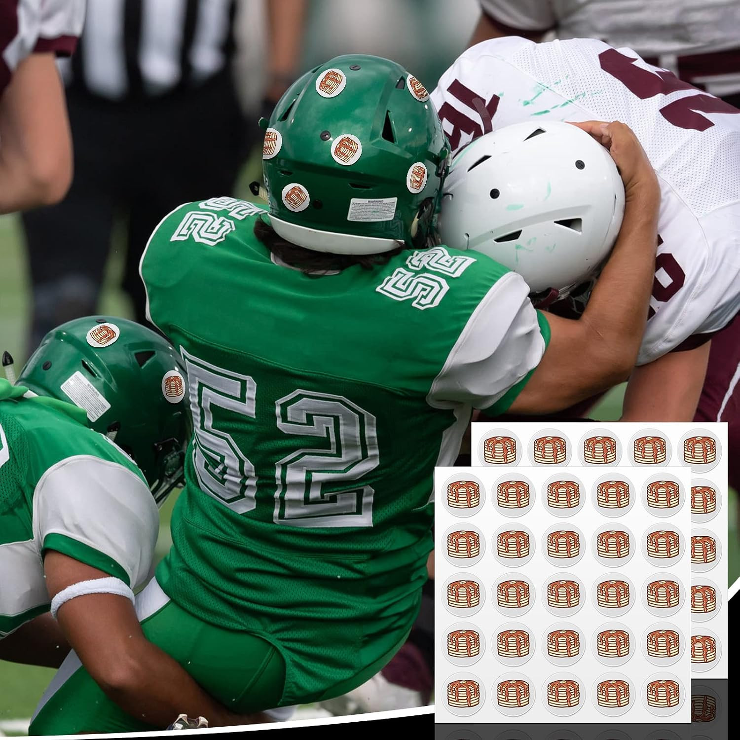 Gueevin 200 Pcs Football Helmet Stickers Pancake Block Football Award Decals