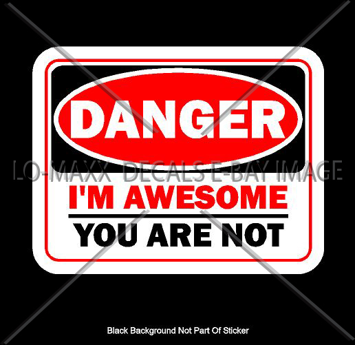 Danger I'm Awesome You Are Not Unique Funny Wacky Novelty Printed Vinyl Sticker