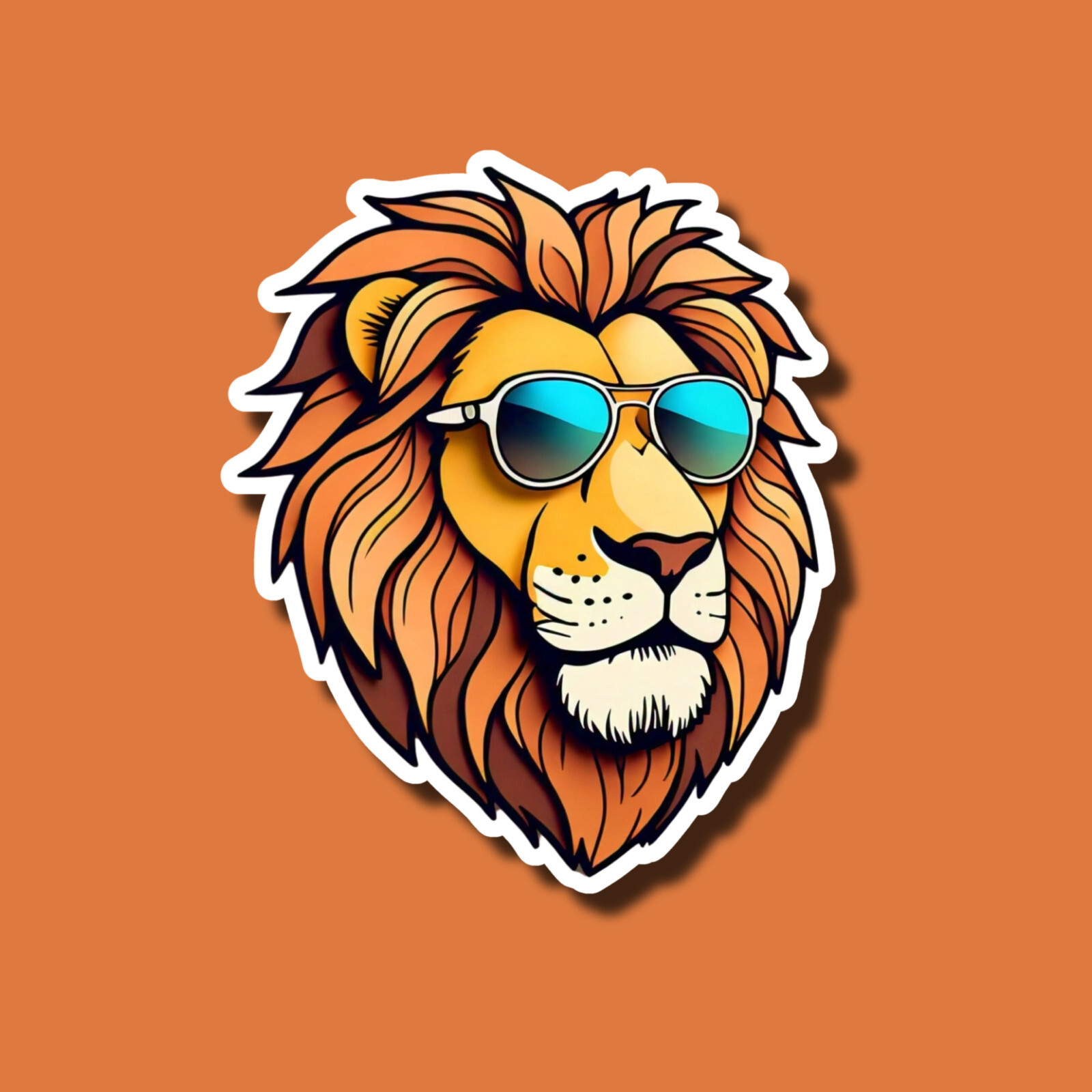 Lion Head with Sunglasses Funny King Jungle Cool 3" Vinyl Sticker