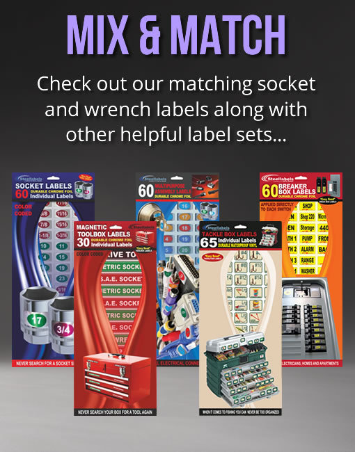 2 Chrome Socket Labels "Ladies Edition" Color Coded for "Easy Read" 60 stickers