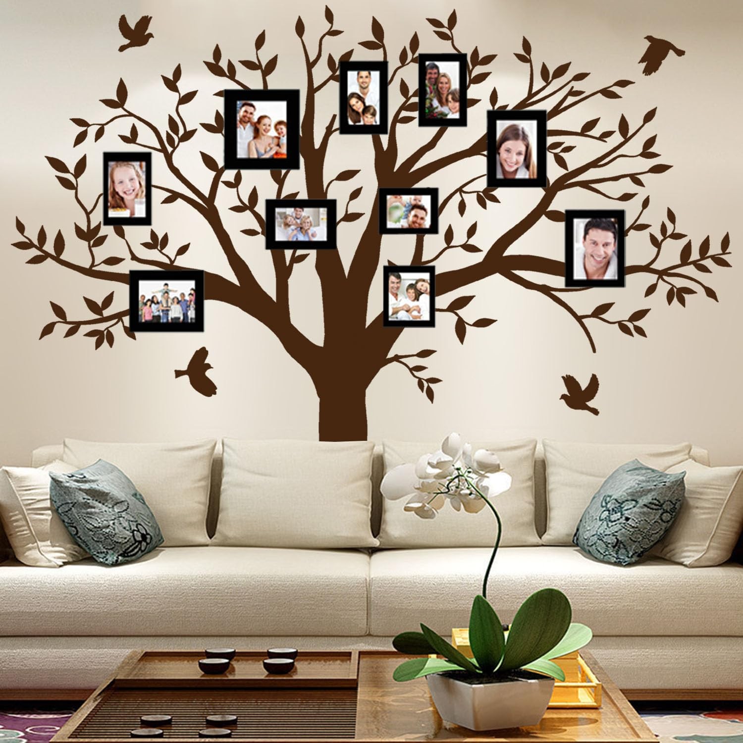 Giant Family Tree Wall Decals Photo Tree Wall Decals with Birds Wall Stickers…