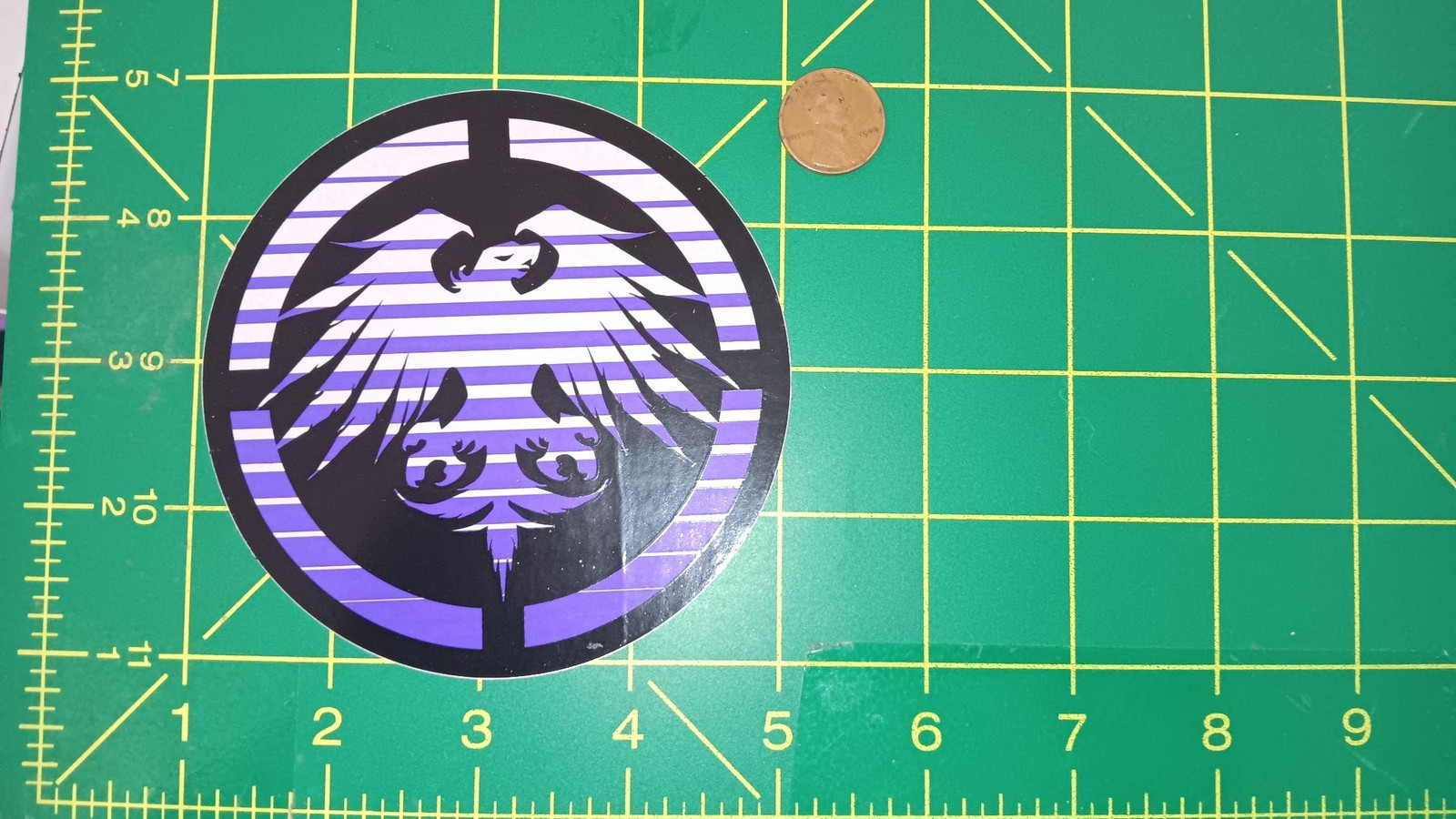 Anime Girl Circle Vinyl Sticker Purple White Black Striped Decal Round 3.5in