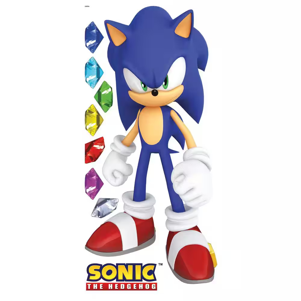 9-Piece Sonic the Hedgehog 36.5 In. X 17 In. Blue Sonic Wall Decals