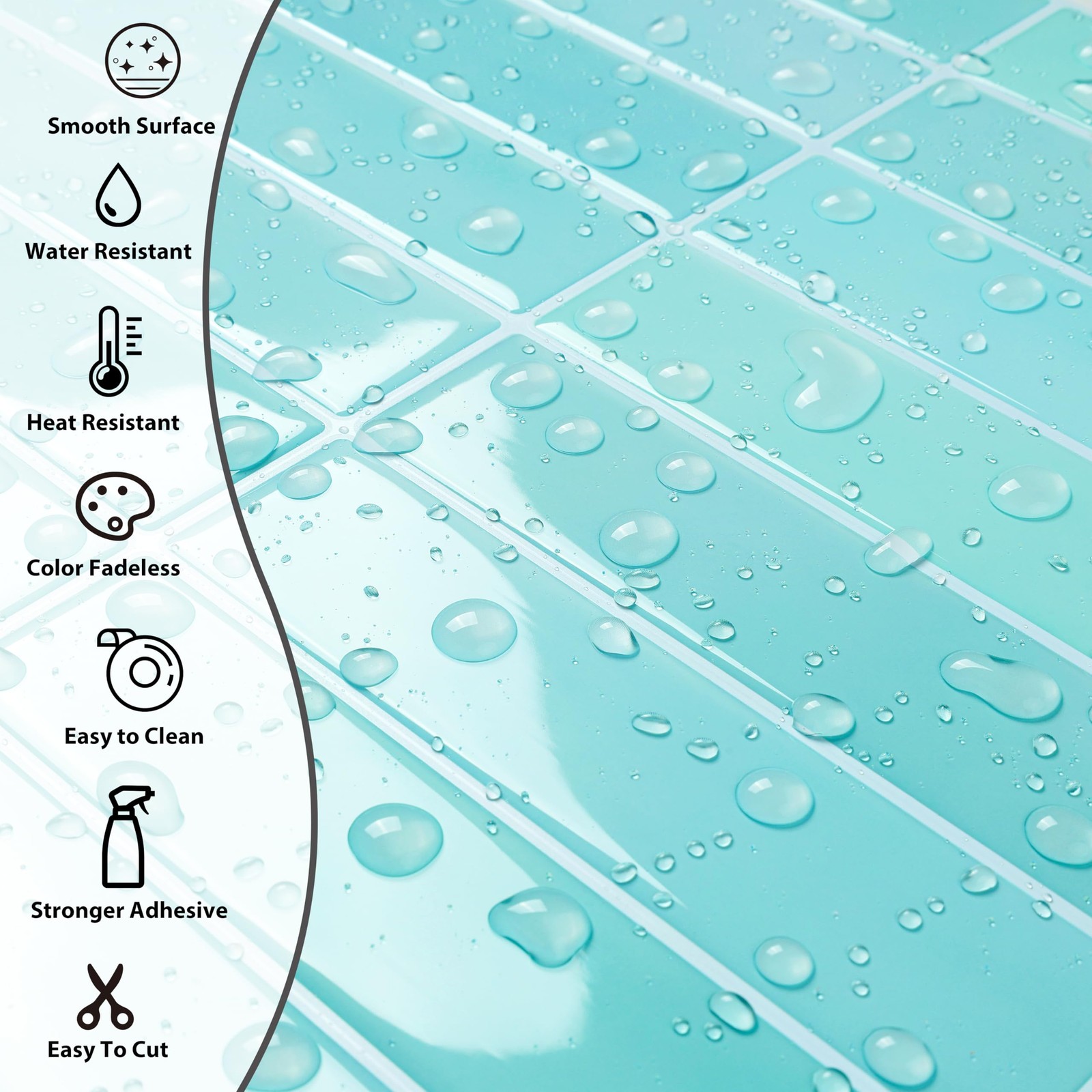 34 Sheets Kitchen Backsplash Tiles Peel and Stick Teal Stick on Tile Green Bl…