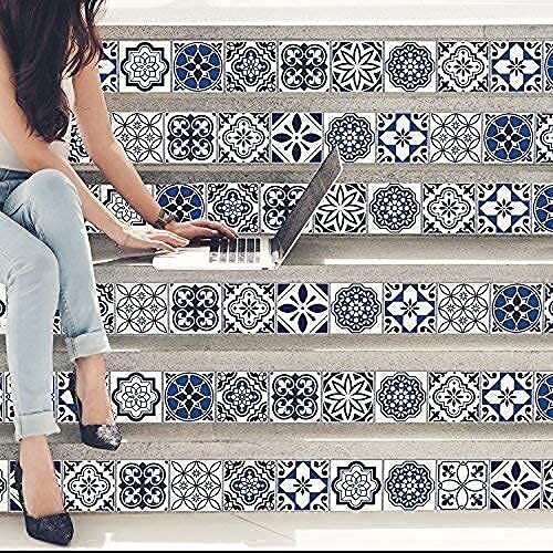 24pcs 6" Peel and Stick Vinyl Backsplash Tiles One Size Spanish & Moroccan Blue
