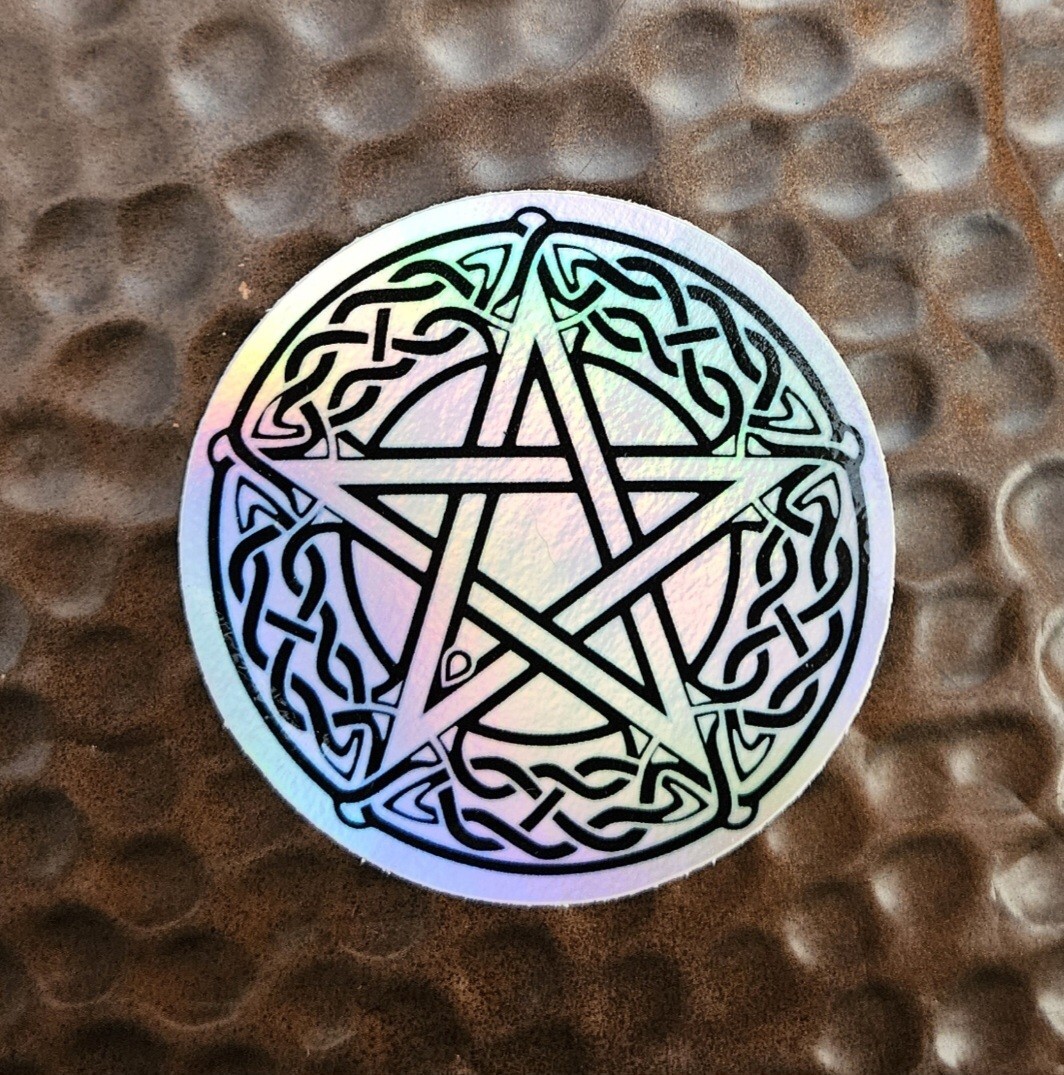 PENTACLE CELTIC KNOT Holographic Sticker Vinyl 3 in UV WEATHER RESISTANT