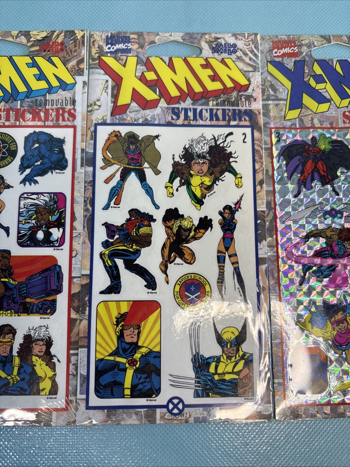 Vintage 1994 Marvel X-Men Set of 3 Sheets of Removable Stickers – NEW SEALED