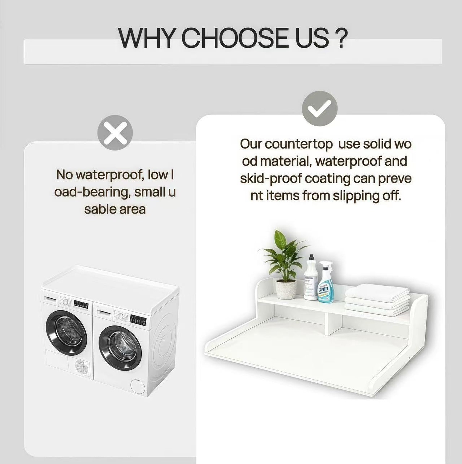 NAT Maya 2-Tier Washer and Dryer Countertop, 54" W x 27.6" D Laundry Room Org…