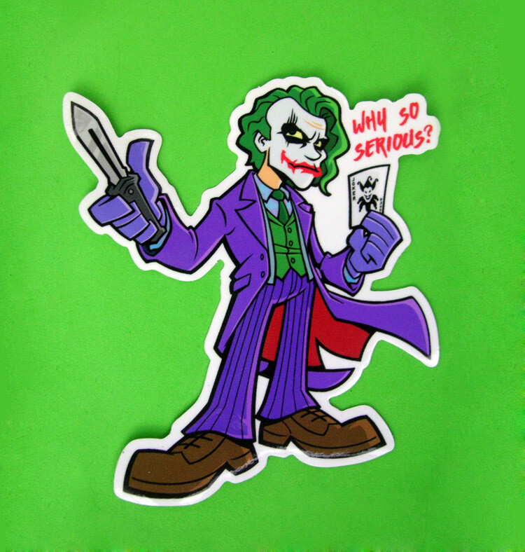 Joker Vinyl Sticker Heath Ledger Dark Knight Skateboard Batman DC Comics Decal