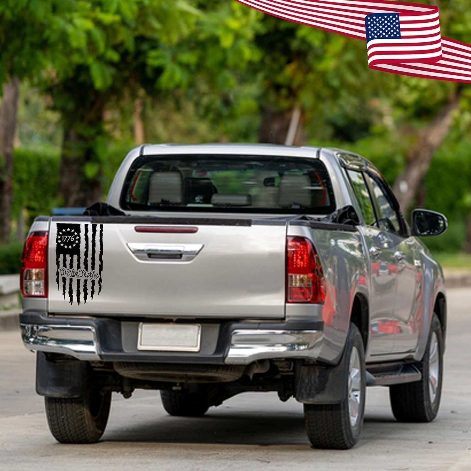 We The People Distressed American Flag Graphic Decal Vinyl 2 Pack for Both Si…
