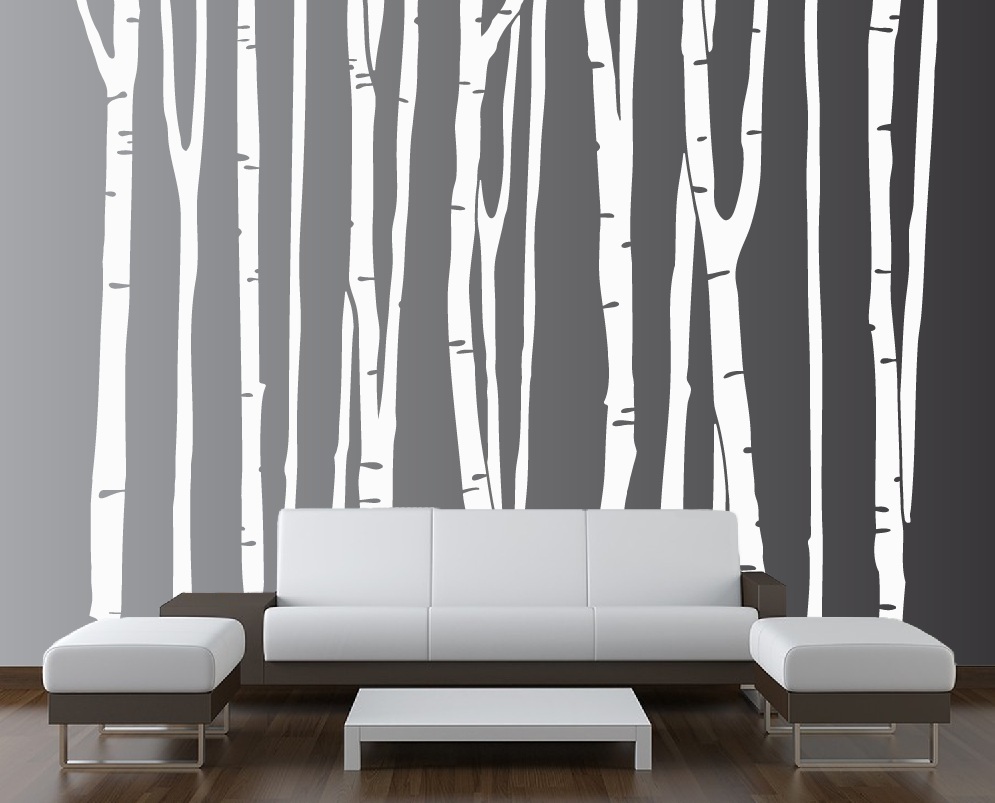 White Birch Tree Large Wall Decal Forest Vinyl Sticker Nursery Removable 9 trees
