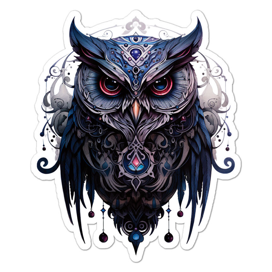 Tribal Owl, Vinyl Decal Sticker, Indoor Outdoor, 3 Sizes, #11056