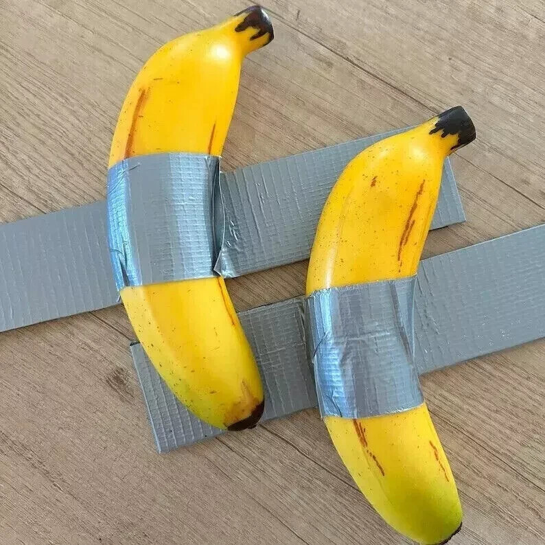 Set Of 2 ,Antique Quirky Home Decor, Realistic Look Duct Tape Banana Wall Funny
