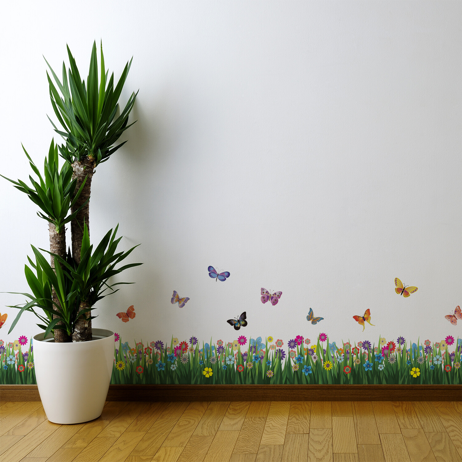 Walplus Spring Colorful Butterflies Grass Wall Stickers Decal Nursery Room Decor