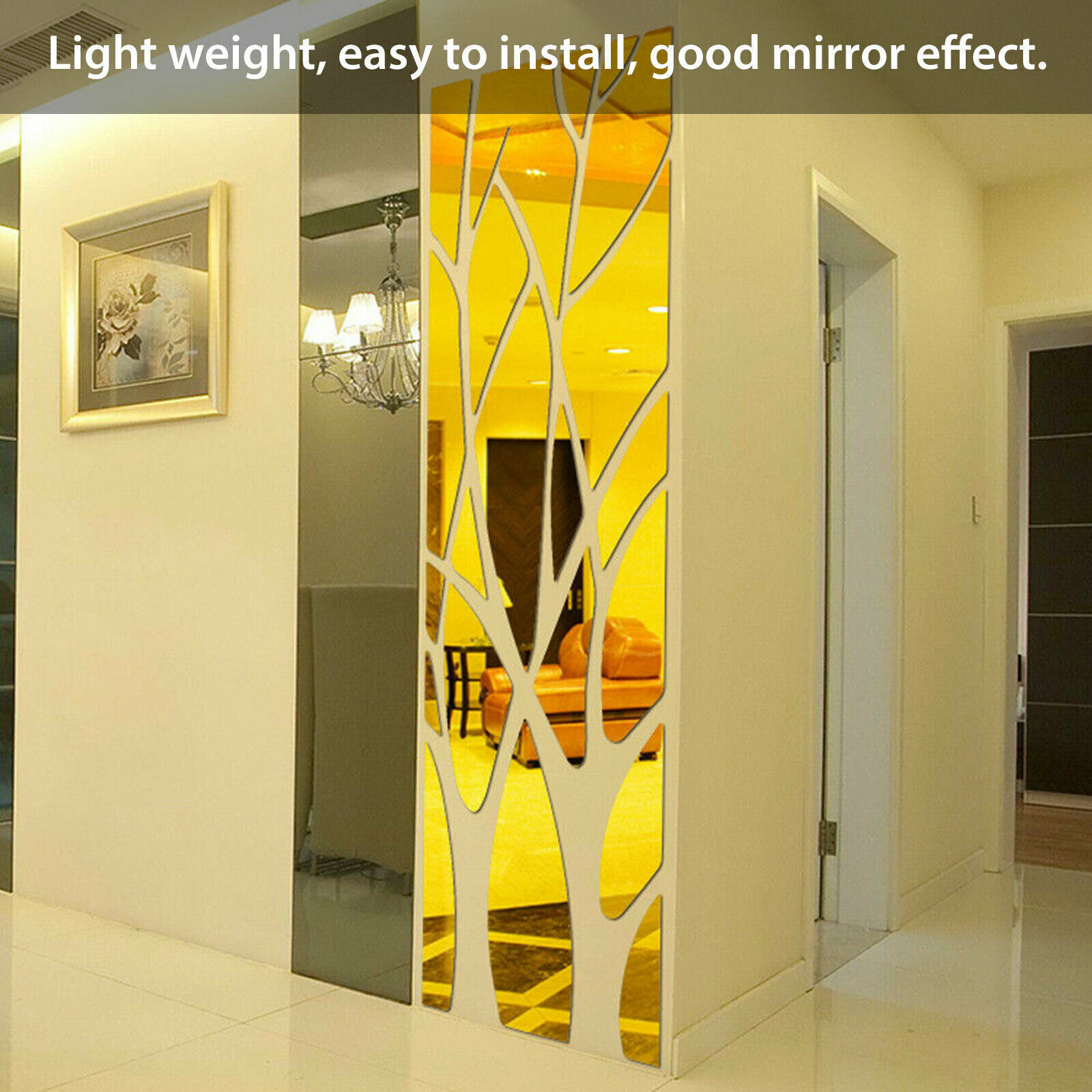 3D Mirror Art Removable Wall Sticker Acrylic Mural Decal Home Room Decor Set US