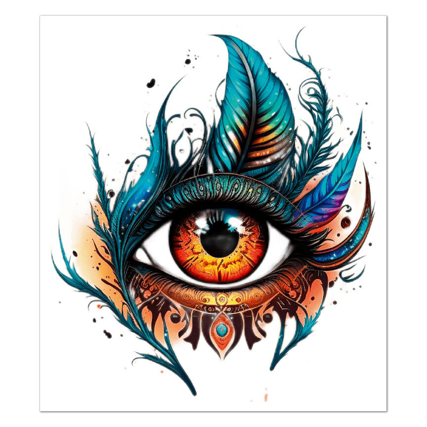 Eye Feather, Vinyl Decal Sticker, Indoor Outdoor, 3 Sizes, #9294