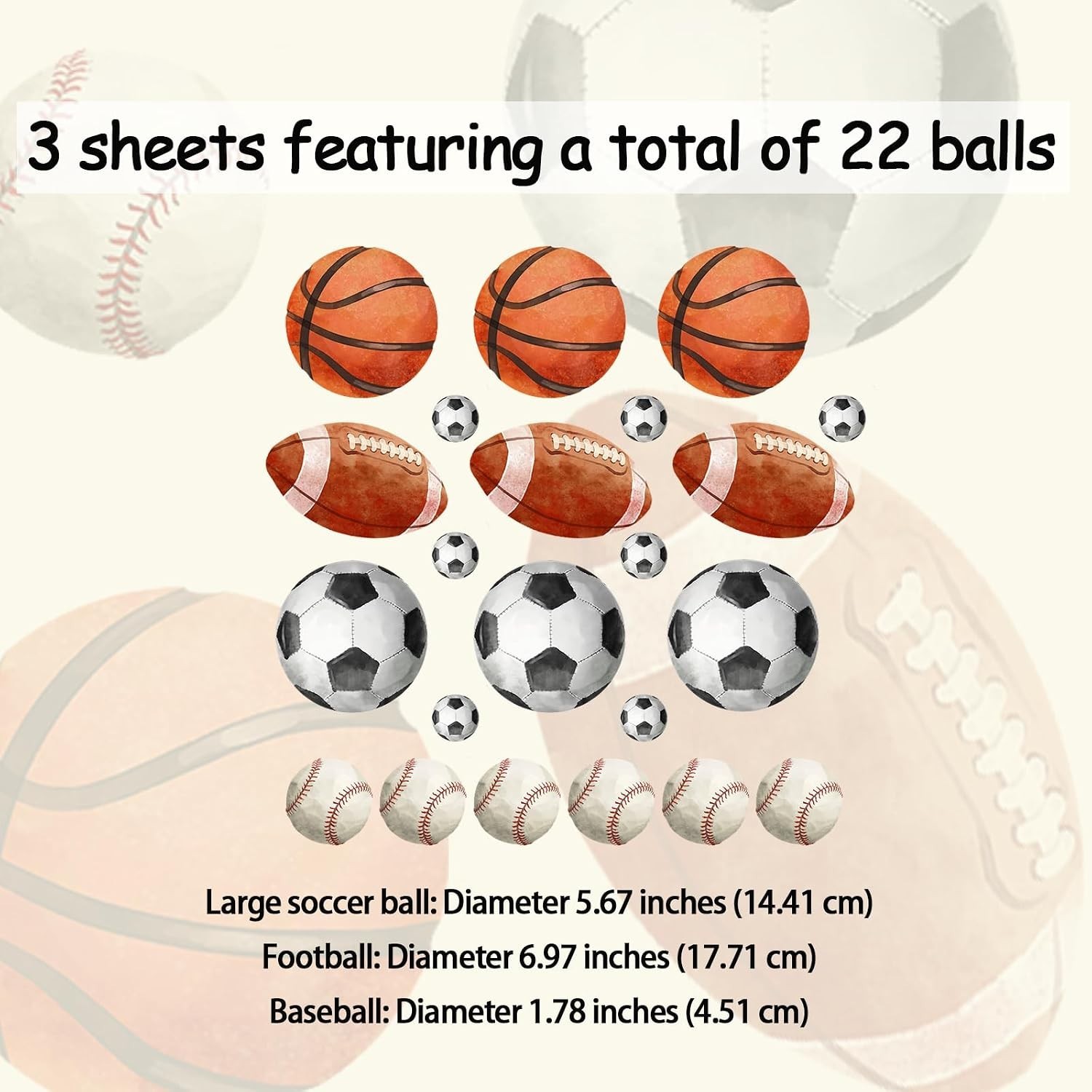 Sport Balls Wall Decals, Sports Wall Stickers, Boy Kids Athletic Decor, Socce…