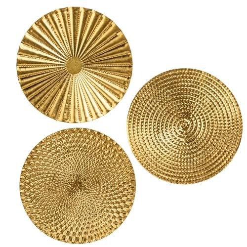 Contemporary 12" Gold Round Hanging Sculptures – 3 Count for Luxe Interiors