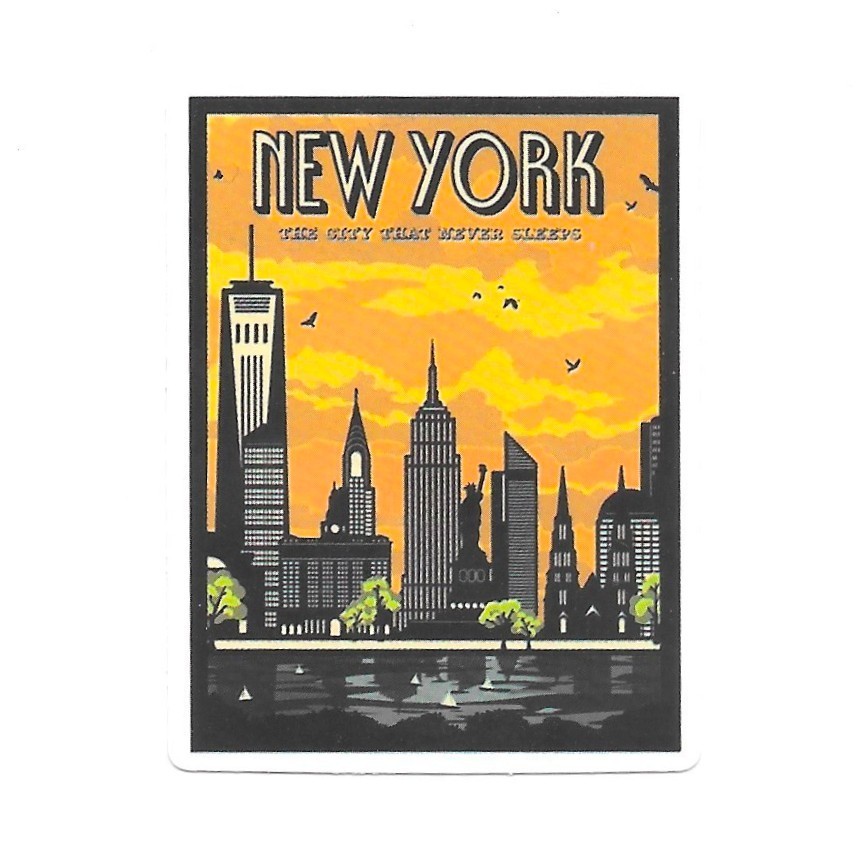 New York Vinyl Sticker NYC Skyline The City That Never Sleeps Retro Art Travel