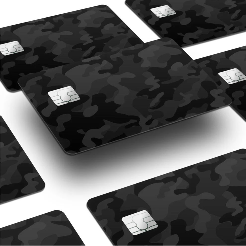 4 Pack Black Camo Credit Card Skin Set Military Tactical Urban Stealth Decals