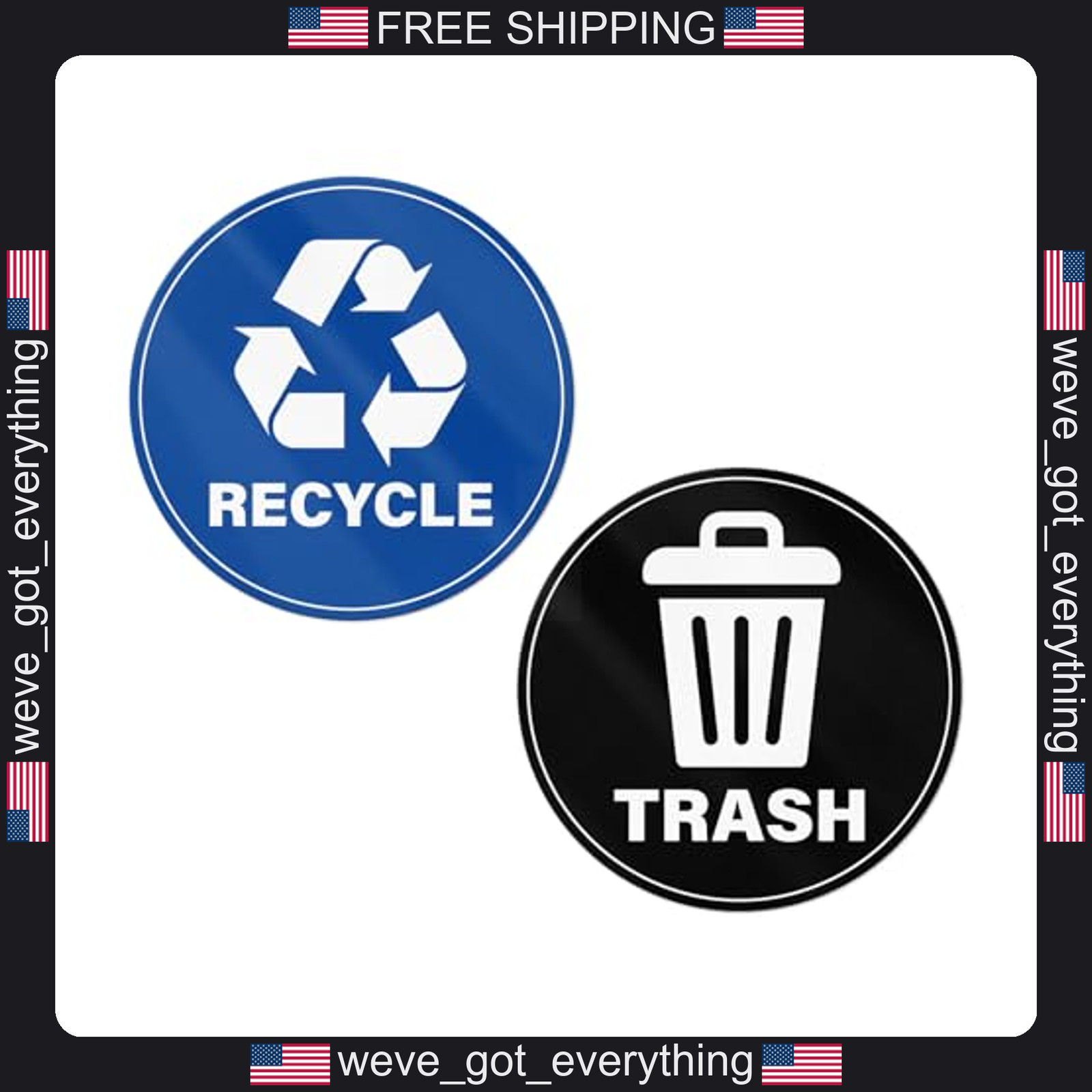 20 Pack Recycle and Trash Vinyl Stickers 4 Inch Indoor Outdoor Use