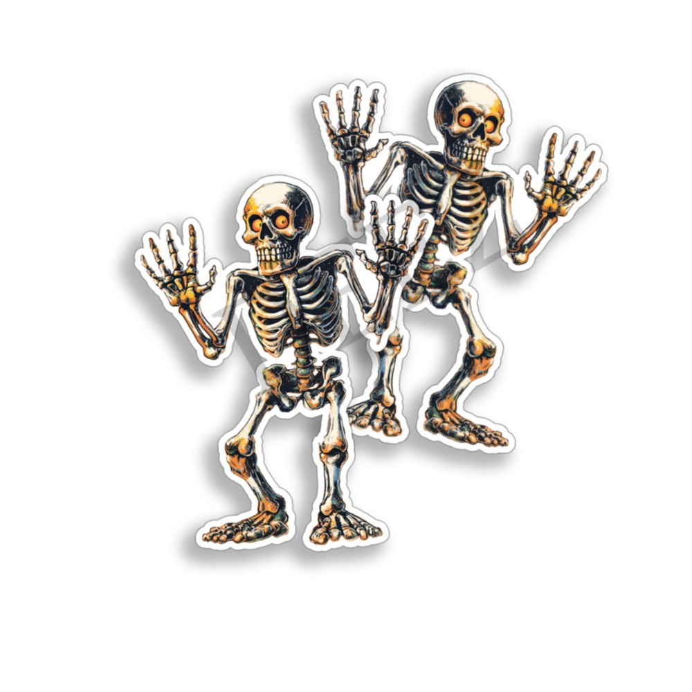 Halloween Stickers Dancing Skeleton Indoor Outdoor Vinyl Decals – Set of 2