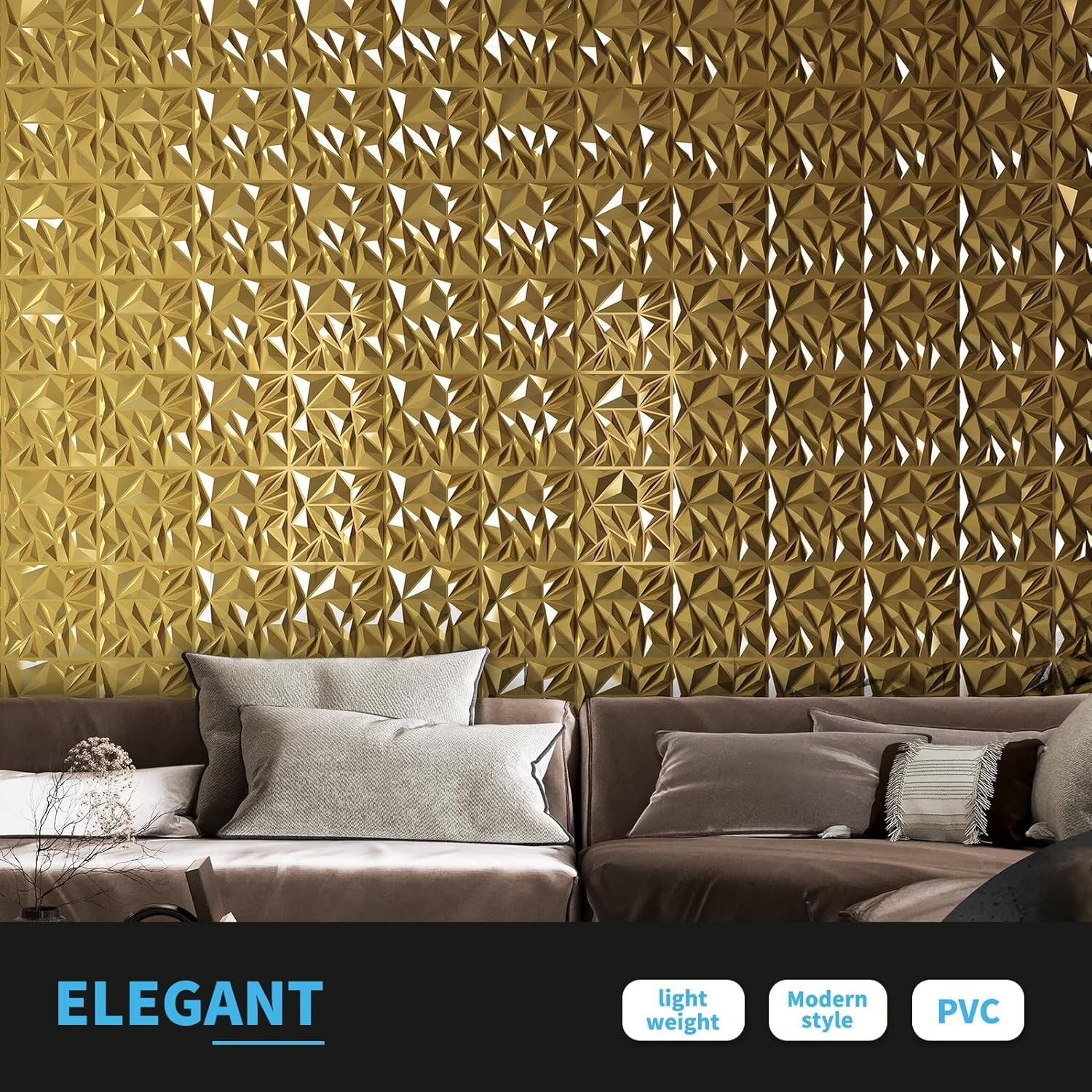33-Pack 3D Wall Panels for Interior Wall Decor, Diamond Textured Feature Wall…