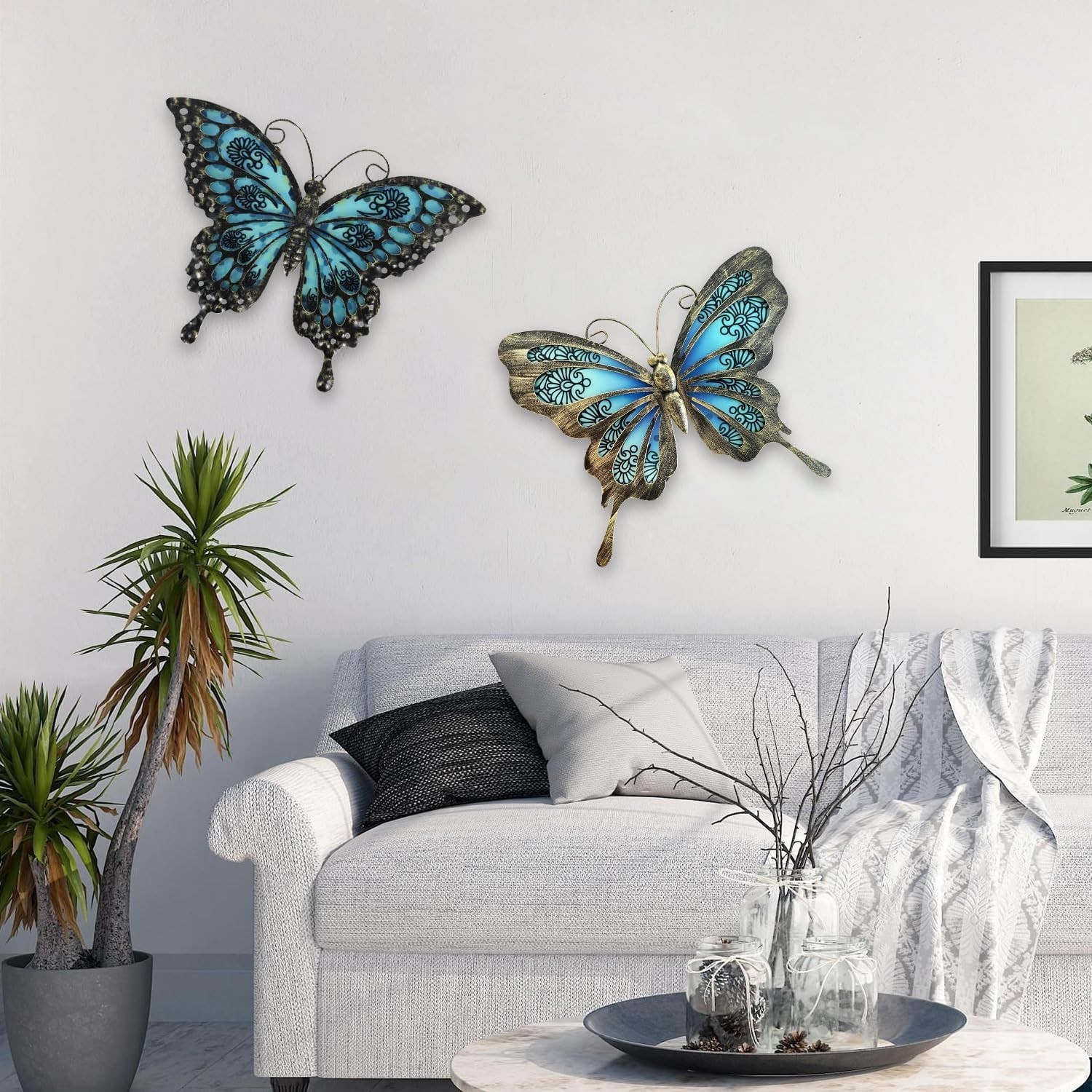 Lifelike 12" Butterfly Wall Hanging – Weatherproof, Ideal for -Round Decor