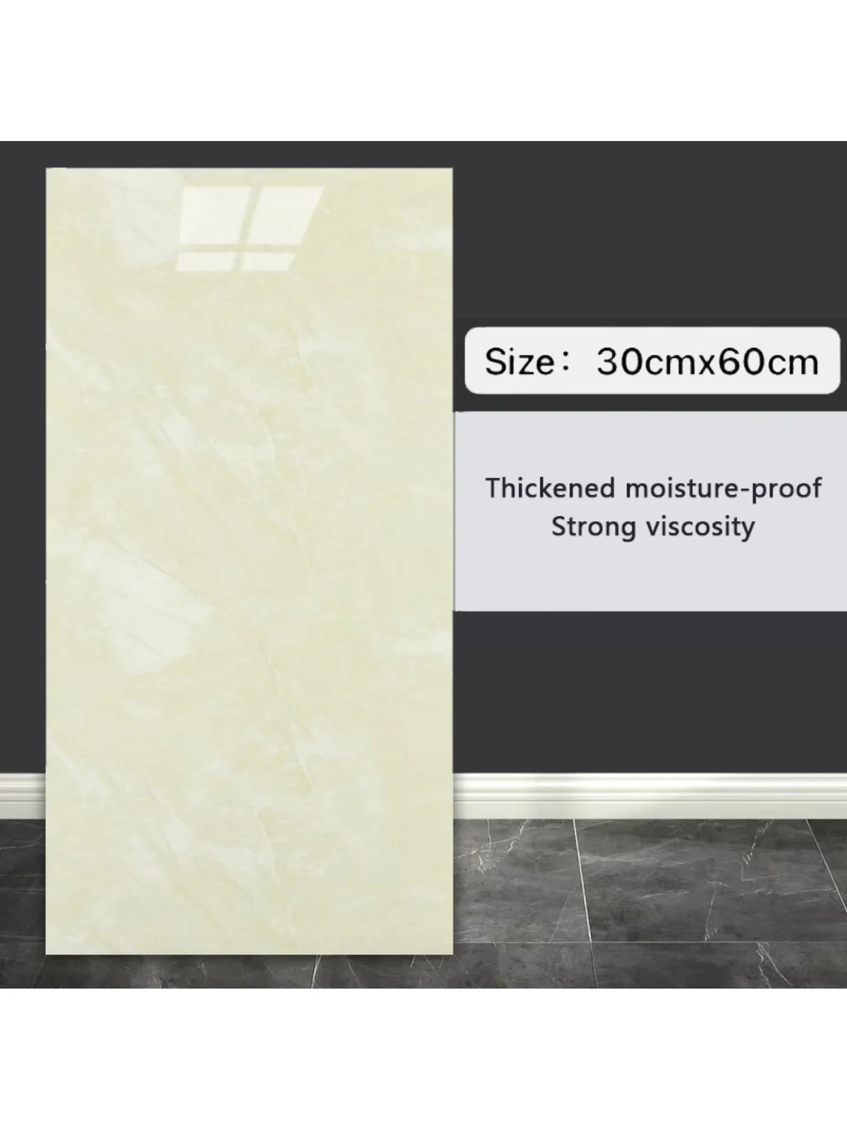 10-Pack Self-Adhesive Marble Tile Stickers – Waterproof 30X60Cm PVC Peel-And-Sti