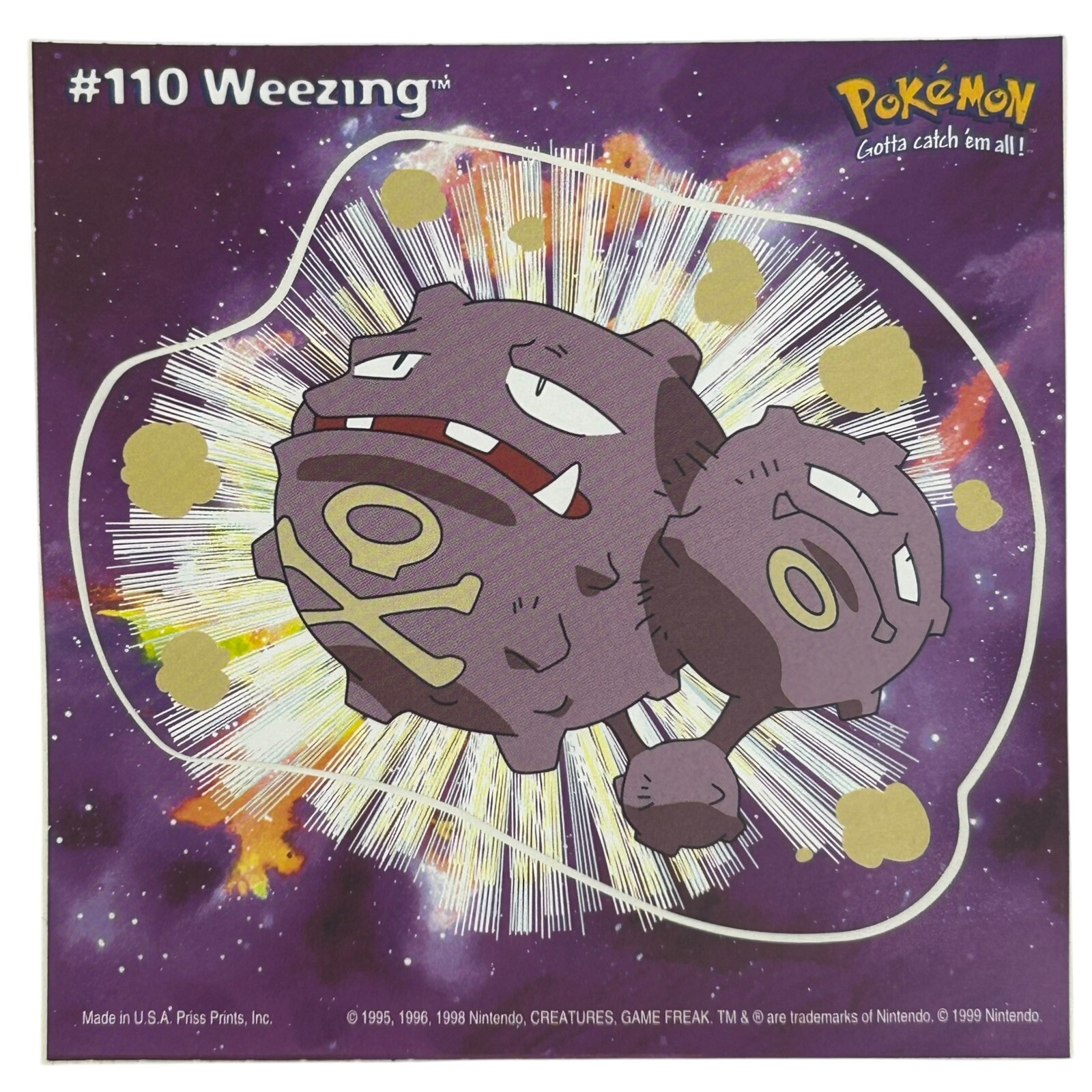 Pokemon Collect ’em Stick-Ups Weezing #110 Large 4” Sticker Priss Prints