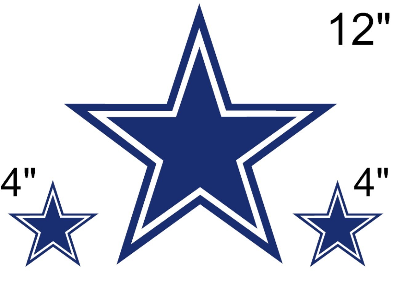 Dallas Cowboys STAR Decal Sticker 12" x 12" & (2) 4"x4" Car Truck Glass dicut