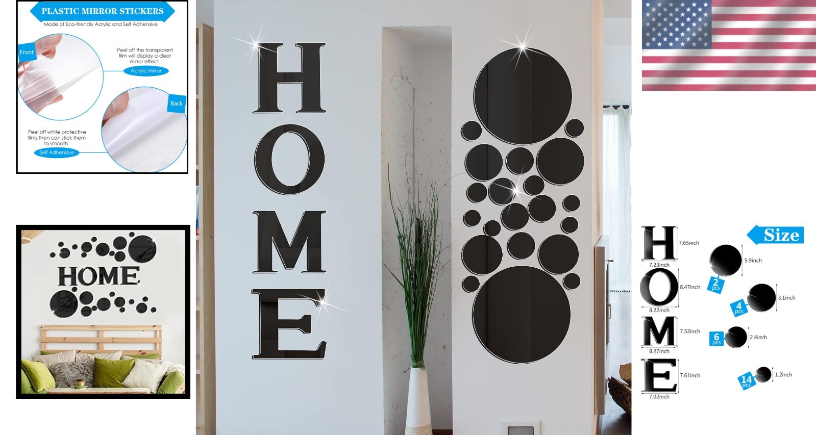 Decorative 3D Removable Acrylic Letter and Circle Wall Decals – Home Style