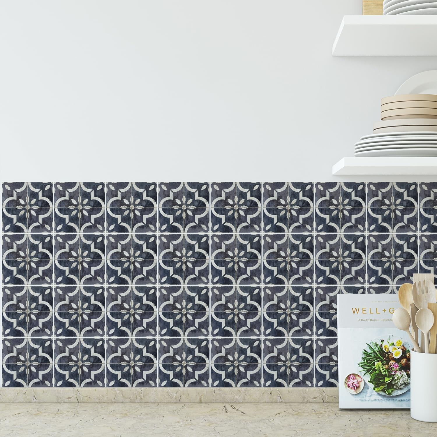 Peel‑and‑Stick Kitchen Backsplash Tiles, 30 PCS 4×4 Inch Neutral Boho Morocca…