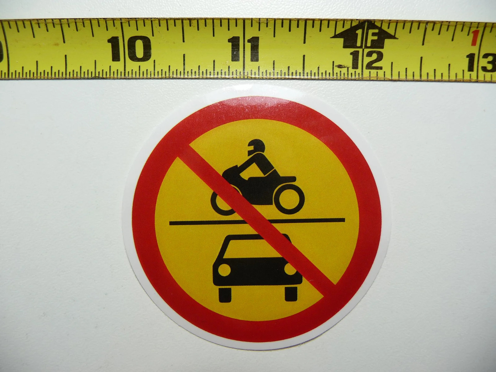 NO VEHICLES ALLOWED CAR MOTORCYCLE SMALL STICKER DECAL SIGN WARNING NOTICE JOKE