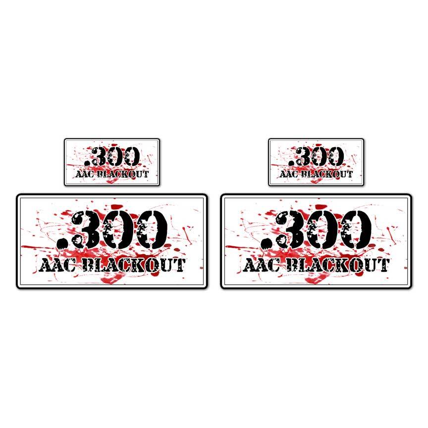 .300 AAC Blackout Ammo Set, Vinyl Decal Sticker, 2@ 1"x2" & 2@ 2"x4", #8468
