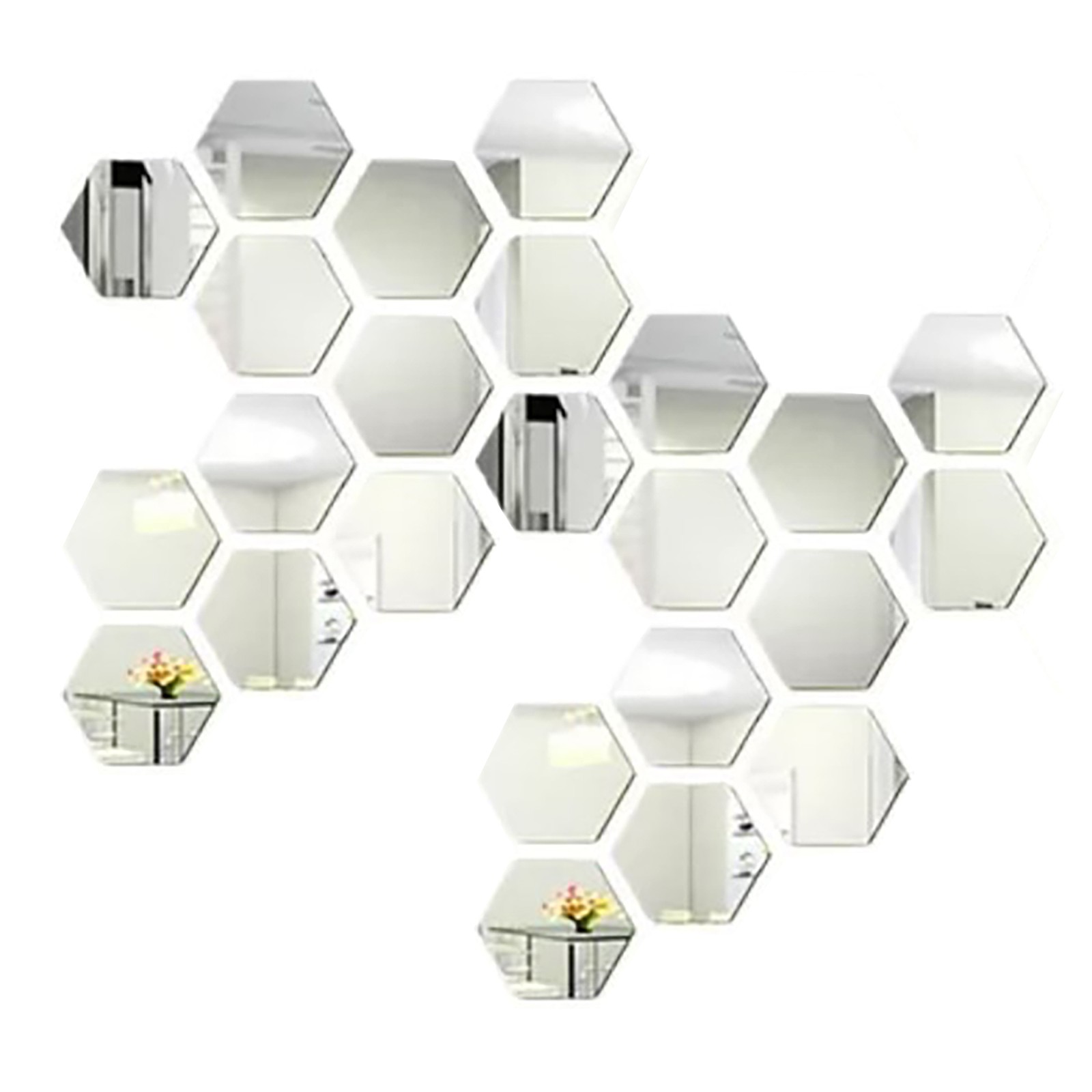 24Pcs Acrylic Mirror Hexagon Wall Sticker Art DIY Decorative for Home Bedroom