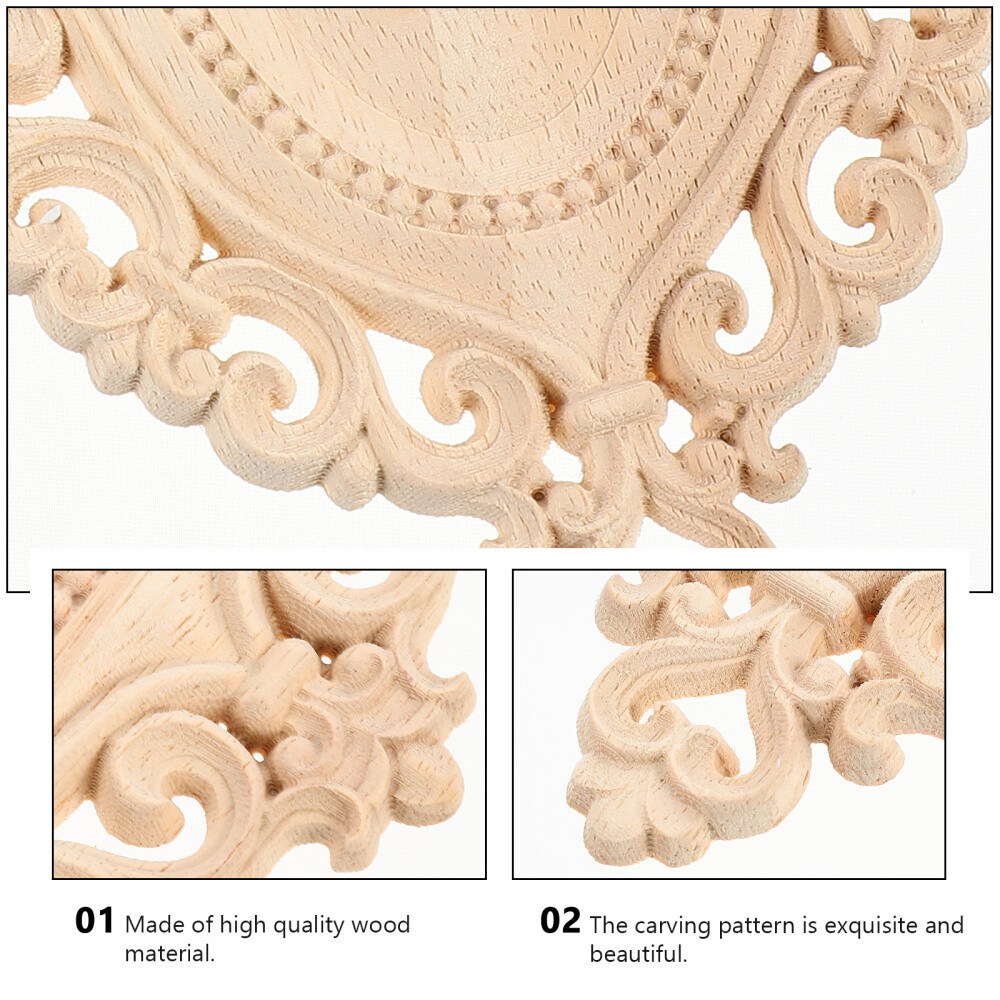 2pcs Wood Carved Onlay Wood Carving Appliques Traditional Furniture Wood Decal