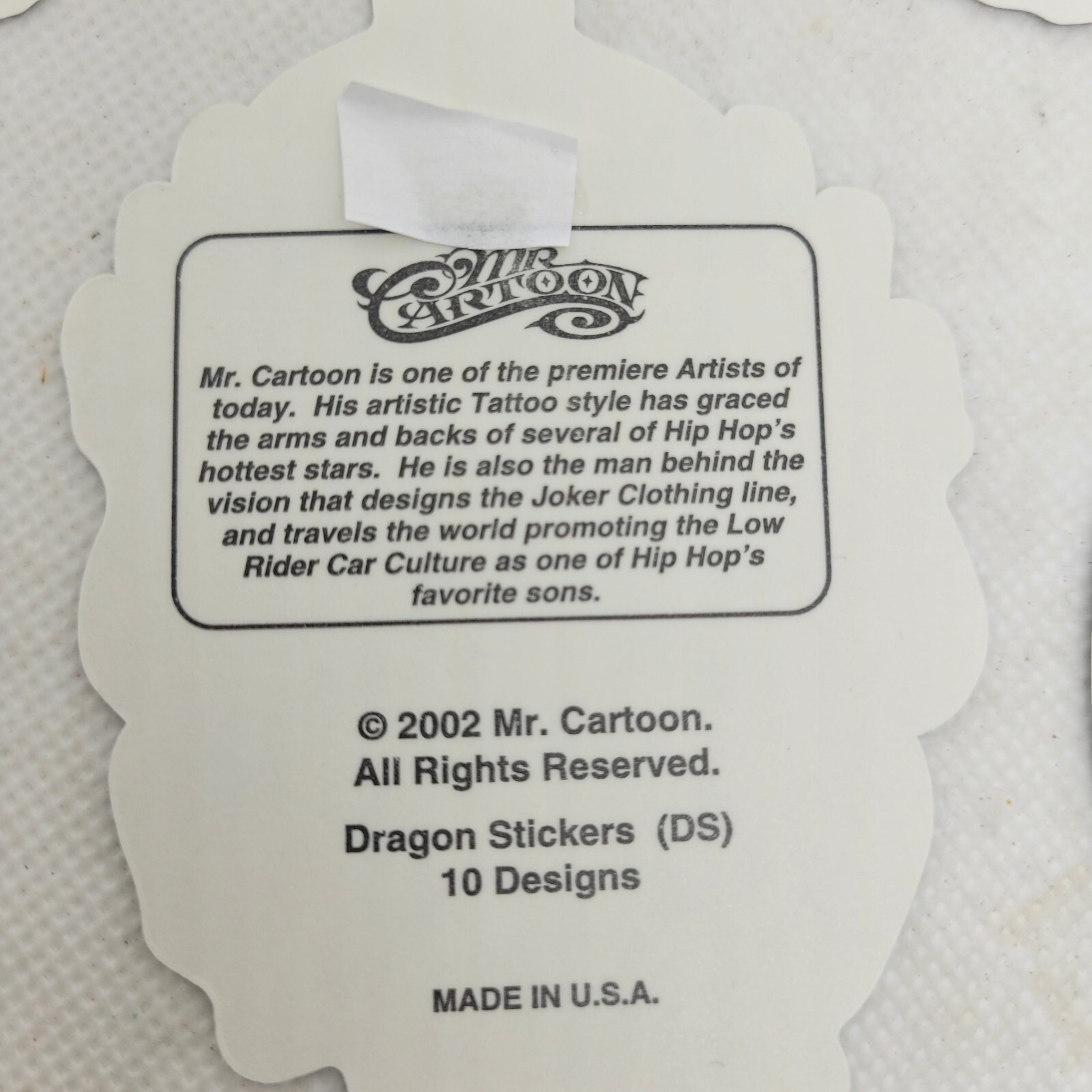 Vintage 2002 Mr Cartoon Graffiti Dragon Stickers Tattoo Art Y2k Vending Lot Rare