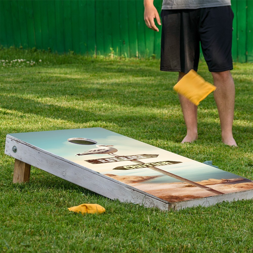Island Directional Signs Beach House Cornhole Skins Cornhole Wraps for Boards