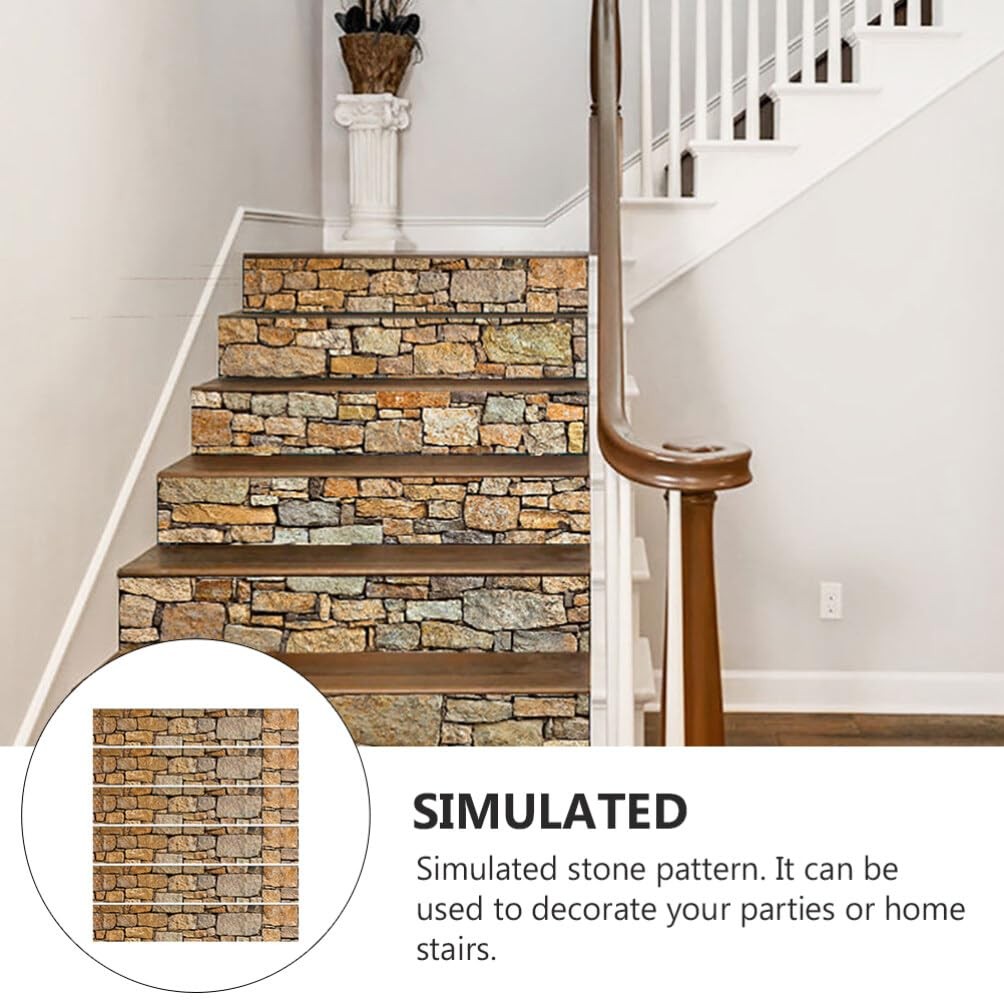 Waterproof Self-Adhesive Stair Stickers 6Pcs Creative Stone Pattern Peel and …