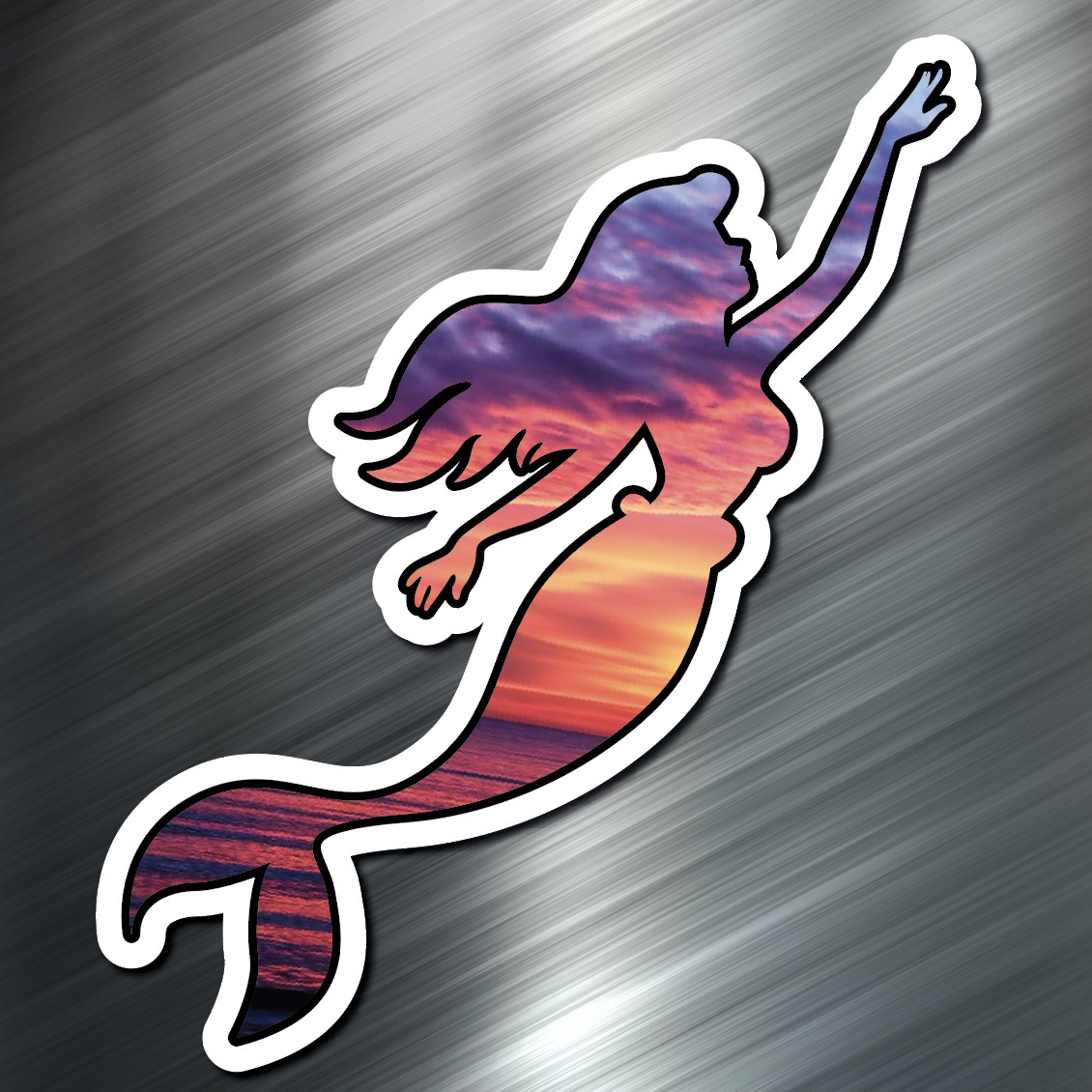 (1) ONE Mermaid Sunset Sea Decal Sticker Car Boating Boat Beach Ocean Fishing