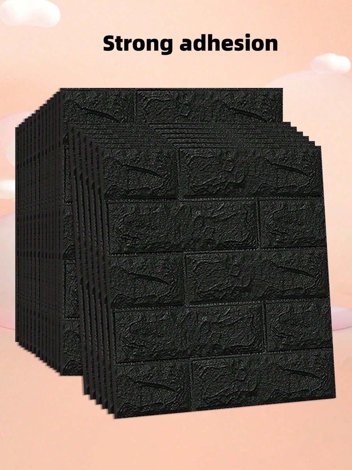Black 3D Brick Peel And Stick Wall Panels 4pcs Removable Waterproof
