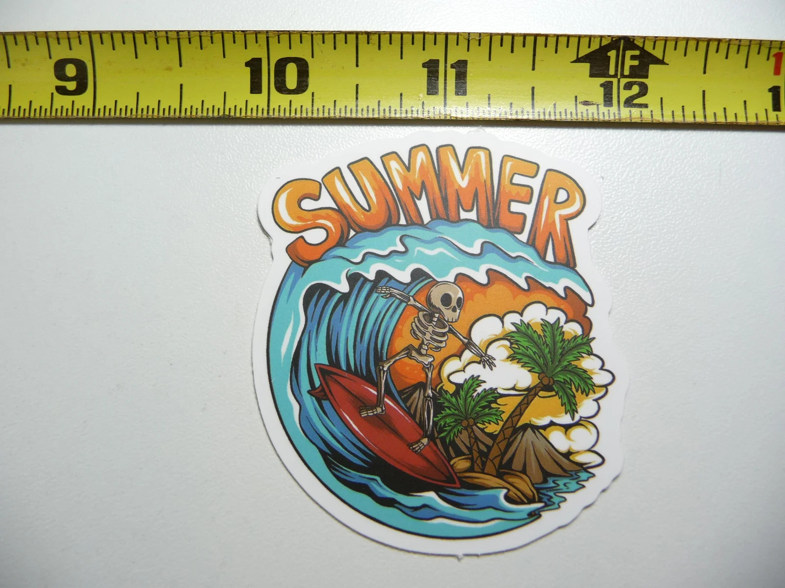 SUMMERTIME SUMMER TIME COCONUT TREES SKELTON SURFING SMALL STICKER DECAL TRIP